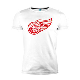 Мужская футболка премиум с принтом Detroit Red Wings в Тюмени, 92% хлопок, 8% лайкра | приталенный силуэт, круглый вырез ворота, длина до линии бедра, короткий рукав | hockey | nhl | лига | нхл | хокей | хоккей | хоккейная лига