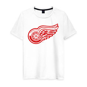 Мужская футболка хлопок с принтом Detroit Red Wings в Тюмени, 100% хлопок | прямой крой, круглый вырез горловины, длина до линии бедер, слегка спущенное плечо. | hockey | nhl | лига | нхл | хокей | хоккей | хоккейная лига