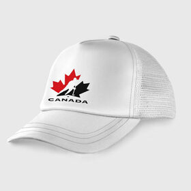 Детская кепка тракер с принтом Canada в Тюмени, Козырек - 100% хлопок. Кепка - 100% полиэстер, Задняя часть - сетка | универсальный размер, пластиковая застёжка | canada | hockey | nhl | канада | лига | нхл | хокей | хокейнаялига | хоккей | хоккейная лига