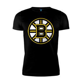 Мужская футболка премиум с принтом Boston Bruins в Тюмени, 92% хлопок, 8% лайкра | приталенный силуэт, круглый вырез ворота, длина до линии бедра, короткий рукав | Тематика изображения на принте: нхл | хоккейная лига