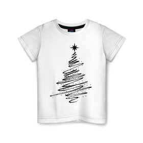 Детская футболка хлопок с принтом Ёлка (2) в Тюмени, 100% хлопок | круглый вырез горловины, полуприлегающий силуэт, длина до линии бедер | new year | ёлка | нг | новогоднее дерево | новый год