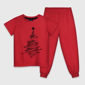 Детская пижама хлопок с принтом Ёлка (2) в Тюмени, 100% хлопок |  брюки и футболка прямого кроя, без карманов, на брюках мягкая резинка на поясе и по низу штанин
 | Тематика изображения на принте: new year | ёлка | нг | новогоднее дерево | новый год