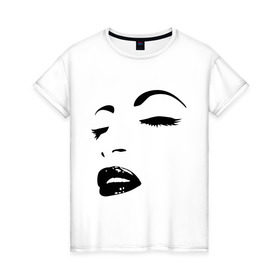 Женская футболка хлопок с принтом Лицо в Тюмени, 100% хлопок | прямой крой, круглый вырез горловины, длина до линии бедер, слегка спущенное плечо | глаза | губы | девушка | лицо