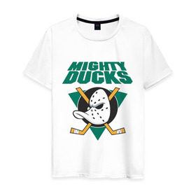Мужская футболка хлопок с принтом Anaheim Mighty Ducks в Тюмени, 100% хлопок | прямой крой, круглый вырез горловины, длина до линии бедер, слегка спущенное плечо. | anaheim mighty ducks | майти дакс | национальная лига калифорнии | хокей | хоккей