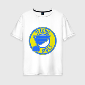 Женская футболка хлопок Oversize с принтом St luis blues в Тюмени, 100% хлопок | свободный крой, круглый ворот, спущенный рукав, длина до линии бедер
 | nhl | st.luis blues | лига | национальная лига | нхл | хоккей | хоккейная лига