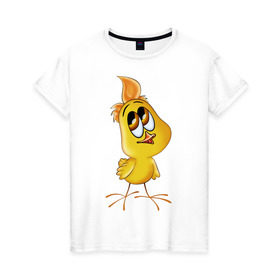 Женская футболка хлопок с принтом Цыпленок-девочка в Тюмени, 100% хлопок | прямой крой, круглый вырез горловины, длина до линии бедер, слегка спущенное плечо | мальчик | цыпа | цыпленок