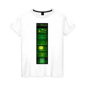 Женская футболка хлопок с принтом Компьютерщики в Тюмени, 100% хлопок | прямой крой, круглый вырез горловины, длина до линии бедер, слегка спущенное плечо | it crowd | the it crowd