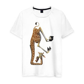 Мужская футболка хлопок с принтом Мадагаскар (10) в Тюмени, 100% хлопок | прямой крой, круглый вырез горловины, длина до линии бедер, слегка спущенное плечо. | Тематика изображения на принте: madagascar | жираф | мадагаскар