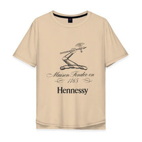 Мужская футболка хлопок Oversize с принтом Hennessy в Тюмени, 100% хлопок | свободный крой, круглый ворот, “спинка” длиннее передней части | cognac | hennessy | бар | бармен | коньяк | хеннесси