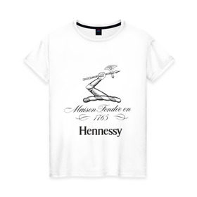 Женская футболка хлопок с принтом Hennessy в Тюмени, 100% хлопок | прямой крой, круглый вырез горловины, длина до линии бедер, слегка спущенное плечо | cognac | hennessy | бар | бармен | коньяк | хеннесси