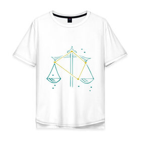 Мужская футболка хлопок Oversize с принтом Весы-Зодиак в Тюмени, 100% хлопок | свободный крой, круглый ворот, “спинка” длиннее передней части | zodiac | астрология | весы | гороскоп | знаки зодиака