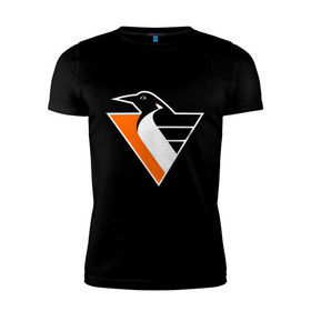 Мужская футболка премиум с принтом Pittsburgh Penguins в Тюмени, 92% хлопок, 8% лайкра | приталенный силуэт, круглый вырез ворота, длина до линии бедра, короткий рукав | nhl | pittsburgh penguins | нхл | фк 	pittsburgh penguins | хоккейный клуб pittsburgh penguins