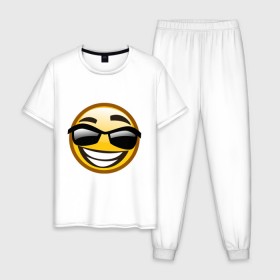 Мужская пижама хлопок с принтом Emoticons tonygines (3) в Тюмени, 100% хлопок | брюки и футболка прямого кроя, без карманов, на брюках мягкая резинка на поясе и по низу штанин
 | 