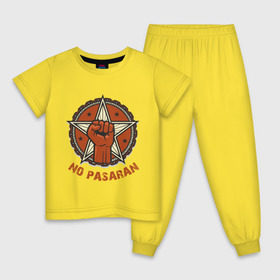 Детская пижама хлопок с принтом No Pasaran в Тюмени, 100% хлопок |  брюки и футболка прямого кроя, без карманов, на брюках мягкая резинка на поясе и по низу штанин
 | cuba | no pasaran | гевара | куба | но пасаран | революция | свобода | че