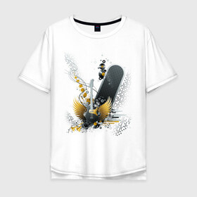 Мужская футболка хлопок Oversize с принтом Guitar (3) в Тюмени, 100% хлопок | свободный крой, круглый ворот, “спинка” длиннее передней части | гитара | крылья