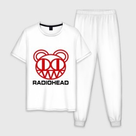 Мужская пижама хлопок с принтом Radiohead (2) в Тюмени, 100% хлопок | брюки и футболка прямого кроя, без карманов, на брюках мягкая резинка на поясе и по низу штанин
 | Тематика изображения на принте: radiohead | rock | радиохед | рок