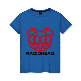 Женская футболка хлопок с принтом Radiohead (2) в Тюмени, 100% хлопок | прямой крой, круглый вырез горловины, длина до линии бедер, слегка спущенное плечо | Тематика изображения на принте: radiohead | rock | радиохед | рок