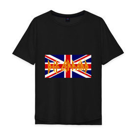 Мужская футболка хлопок Oversize с принтом Def Leppard в Тюмени, 100% хлопок | свободный крой, круглый ворот, “спинка” длиннее передней части | heavy metal | metal | rock | trash metal | британский флаг | квартет | метал | рок | рок группа | рок группы | трэш метал | хеви метал