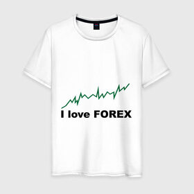 Мужская футболка хлопок с принтом Я люблю Форекс в Тюмени, 100% хлопок | прямой крой, круглый вырез горловины, длина до линии бедер, слегка спущенное плечо. | Тематика изображения на принте: forex | биржа | график | котировки | торговля | трейдер