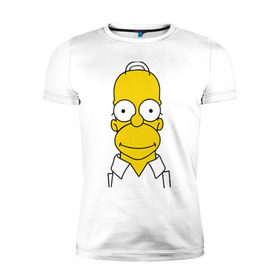 Мужская футболка премиум с принтом Simpsons (11) в Тюмени, 92% хлопок, 8% лайкра | приталенный силуэт, круглый вырез ворота, длина до линии бедра, короткий рукав | гомер