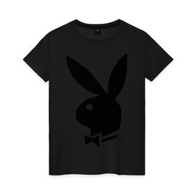 Женская футболка хлопок с принтом Playboy в Тюмени, 100% хлопок | прямой крой, круглый вырез горловины, длина до линии бедер, слегка спущенное плечо | кролик | плейбой