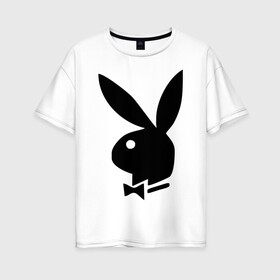 Женская футболка хлопок Oversize с принтом Playboy в Тюмени, 100% хлопок | свободный крой, круглый ворот, спущенный рукав, длина до линии бедер
 | кролик | плейбой