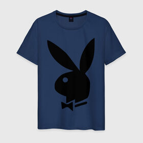 Мужская футболка хлопок с принтом Playboy в Тюмени, 100% хлопок | прямой крой, круглый вырез горловины, длина до линии бедер, слегка спущенное плечо. | Тематика изображения на принте: кролик | плейбой