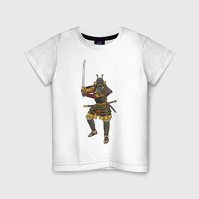 Детская футболка хлопок с принтом Samuray в Тюмени, 100% хлопок | круглый вырез горловины, полуприлегающий силуэт, длина до линии бедер | samuray | воин | древний восток | самурай