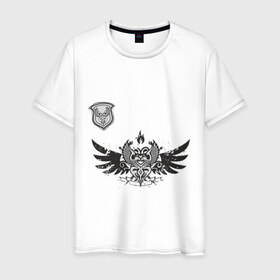 Мужская футболка хлопок с принтом Кельтский орнамент в Тюмени, 100% хлопок | прямой крой, круглый вырез горловины, длина до линии бедер, слегка спущенное плечо. | кельты | крылья | трайбл