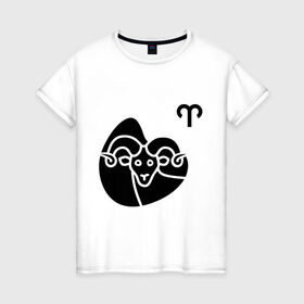 Женская футболка хлопок с принтом Овен(6) в Тюмени, 100% хлопок | прямой крой, круглый вырез горловины, длина до линии бедер, слегка спущенное плечо | 