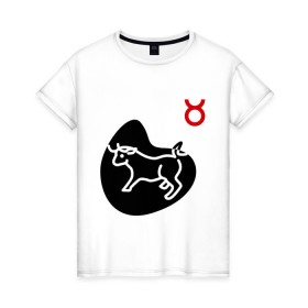 Женская футболка хлопок с принтом Телец(6) в Тюмени, 100% хлопок | прямой крой, круглый вырез горловины, длина до линии бедер, слегка спущенное плечо | гороскоп | знак зодиака | знаки зодиака | телец