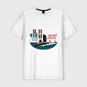 Мужская футболка премиум с принтом Speed shark в Тюмени, 92% хлопок, 8% лайкра | приталенный силуэт, круглый вырез ворота, длина до линии бедра, короткий рукав | Тематика изображения на принте: speed shark | u | вмс | военный | подводная лодка | подлодка | флот