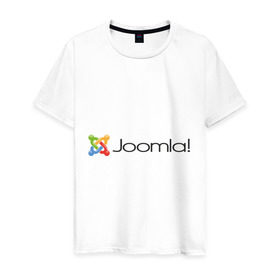 Мужская футболка хлопок с принтом Joomla! в Тюмени, 100% хлопок | прямой крой, круглый вырез горловины, длина до линии бедер, слегка спущенное плечо. | cms | joomla | php | админам | движок | джумла | для админов | пхп | работа | скрипт