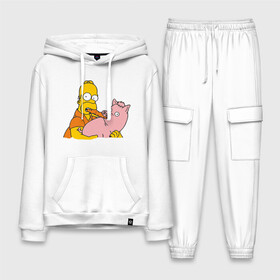 Мужской костюм хлопок с толстовкой с принтом Гомер и свинья в Тюмени,  |  | Тематика изображения на принте: гомер