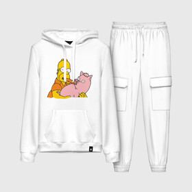 Женский костюм хлопок (с толстовкой) с принтом Гомер и свинья в Тюмени,  |  | Тематика изображения на принте: гомер