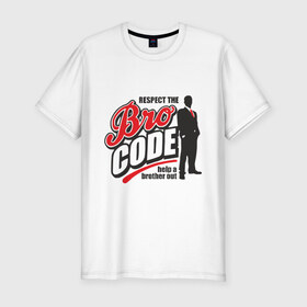 Мужская футболка премиум с принтом Кодекс Братана в Тюмени, 92% хлопок, 8% лайкра | приталенный силуэт, круглый вырез ворота, длина до линии бедра, короткий рукав | bro code | братан | кодекс братана