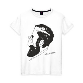 Женская футболка хлопок с принтом Портрет Зигмунда Фрейда в Тюмени, 100% хлопок | прямой крой, круглый вырез горловины, длина до линии бедер, слегка спущенное плечо | зигмунд фрейд | знаменитость | знаменитые личности | психология