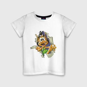 Детская футболка хлопок с принтом Кузя в Тюмени, 100% хлопок | круглый вырез горловины, полуприлегающий силуэт, длина до линии бедер | игры | компьютерные игры | кузя | персонаж игр