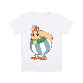 Детская футболка хлопок с принтом Обеликс в Тюмени, 100% хлопок | круглый вырез горловины, полуприлегающий силуэт, длина до линии бедер | астерикс | астерикс и обеликс | обеликс