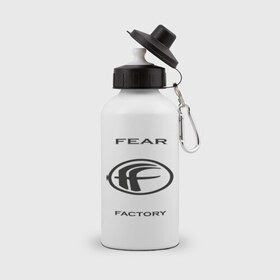 Бутылка спортивная с принтом Fear Factory в Тюмени, металл | емкость — 500 мл, в комплекте две пластиковые крышки и карабин для крепления | 