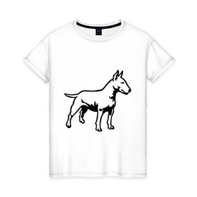 Женская футболка хлопок с принтом Бойцовская собака в Тюмени, 100% хлопок | прямой крой, круглый вырез горловины, длина до линии бедер, слегка спущенное плечо | бойцовская собака | домашние животные | животные | пес | песик | собака