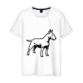 Мужская футболка хлопок с принтом Бойцовская собака в Тюмени, 100% хлопок | прямой крой, круглый вырез горловины, длина до линии бедер, слегка спущенное плечо. | бойцовская собака | домашние животные | животные | пес | песик | собака