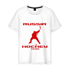 Мужская футболка хлопок с принтом Хоккей (13) в Тюмени, 100% хлопок | прямой крой, круглый вырез горловины, длина до линии бедер, слегка спущенное плечо. | Тематика изображения на принте: hockey | nhl | лига | нхл | россия | хокей | хоккей