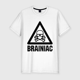 Мужская футболка премиум с принтом Brainiac в Тюмени, 92% хлопок, 8% лайкра | приталенный силуэт, круглый вырез ворота, длина до линии бедра, короткий рукав | brainiac | брейниак | комиксы | мозг | череп