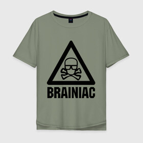 Мужская футболка хлопок Oversize с принтом Brainiac в Тюмени, 100% хлопок | свободный крой, круглый ворот, “спинка” длиннее передней части | brainiac | брейниак | комиксы | мозг | череп