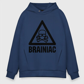 Мужское худи Oversize хлопок с принтом Brainiac в Тюмени, френч-терри — 70% хлопок, 30% полиэстер. Мягкий теплый начес внутри —100% хлопок | боковые карманы, эластичные манжеты и нижняя кромка, капюшон на магнитной кнопке | brainiac | брейниак | комиксы | мозг | череп