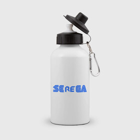 Бутылка спортивная с принтом Serega в Тюмени, металл | емкость — 500 мл, в комплекте две пластиковые крышки и карабин для крепления | sega | приставки | серега