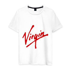 Мужская футболка хлопок с принтом Virgin в Тюмени, 100% хлопок | прямой крой, круглый вырез горловины, длина до линии бедер, слегка спущенное плечо. | антибренд | бренд | компания | корпорация | логотип | ричард брэнсон