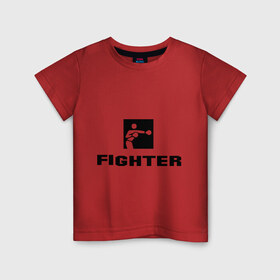 Детская футболка хлопок с принтом Fighter в Тюмени, 100% хлопок | круглый вырез горловины, полуприлегающий силуэт, длина до линии бедер | m 1 | mix fighter | боец | бои без правил | м 1 | м1 | микс файт | реслинг | рестлинг | файтер