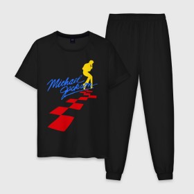 Мужская пижама хлопок с принтом Michael Jackson (11) в Тюмени, 100% хлопок | брюки и футболка прямого кроя, без карманов, на брюках мягкая резинка на поясе и по низу штанин
 | майкл джексон